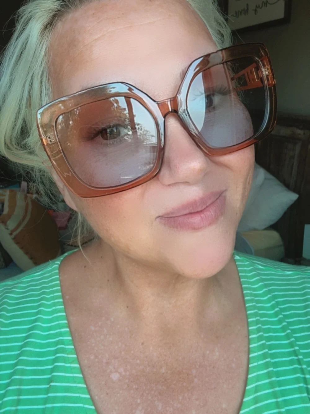 Women’s Square Gradient Sunglasses in Brown - NIB